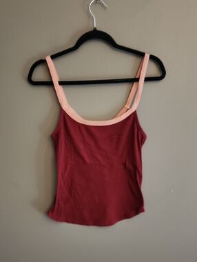 Free People Burgundy Tank with Blush Trim